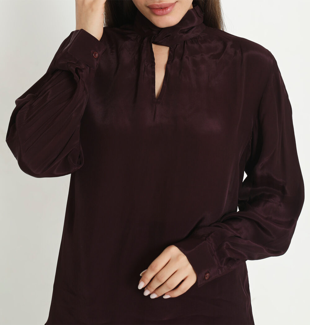 Chocolate brown satin shirt