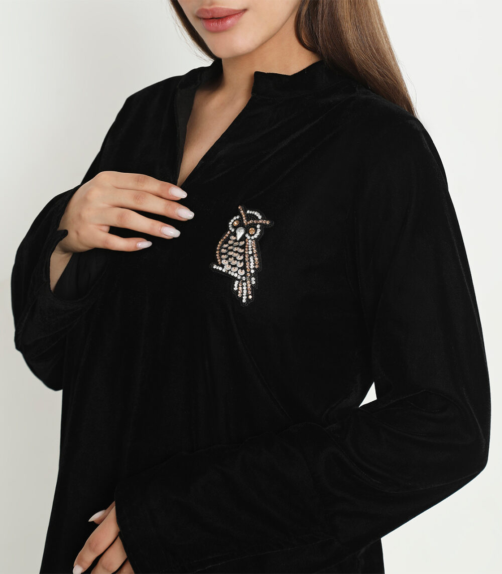 Black velvet shirt with embroidery