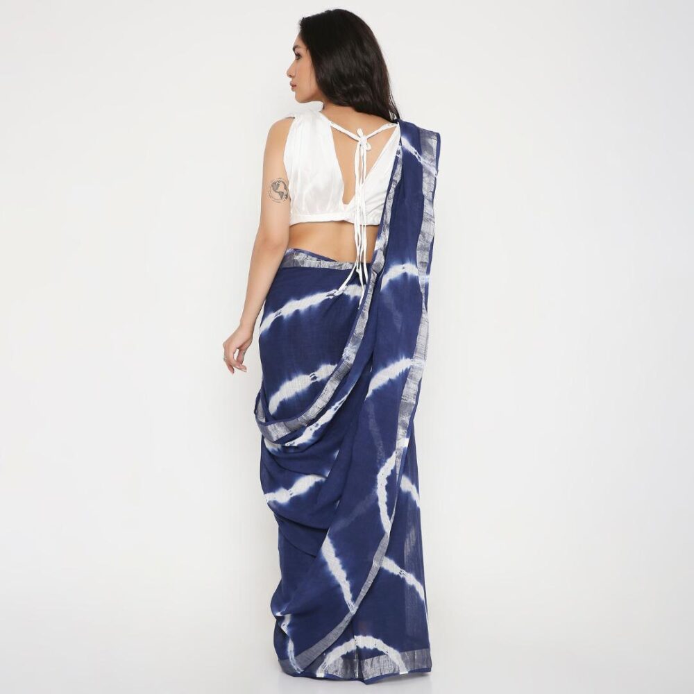 Blue Stripe Saree - Image 4