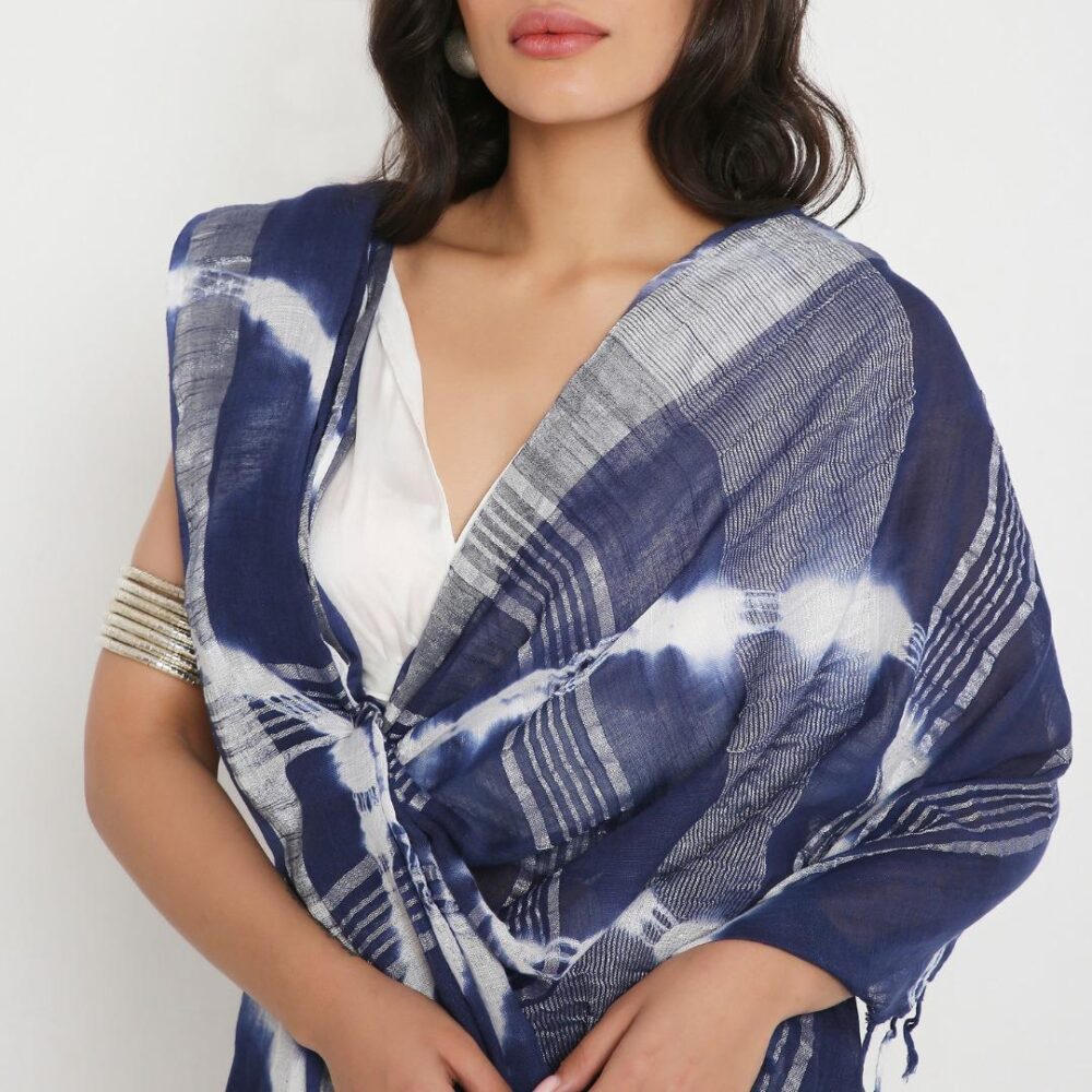 Blue Stripe Saree - Image 3