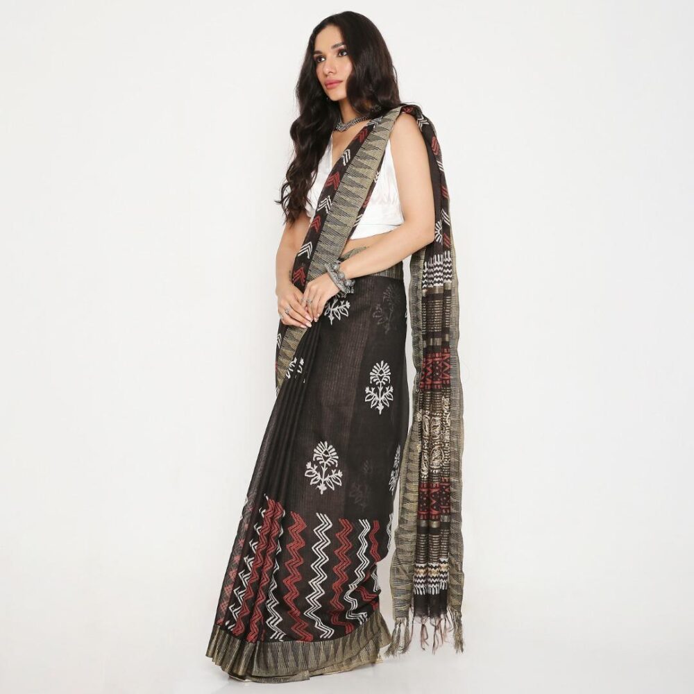 Brown Zigzag Saree - Image 3