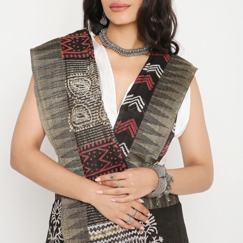 Brown Zigzag Saree