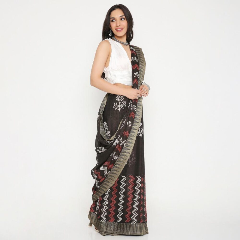 Brown Zigzag Saree - Image 2