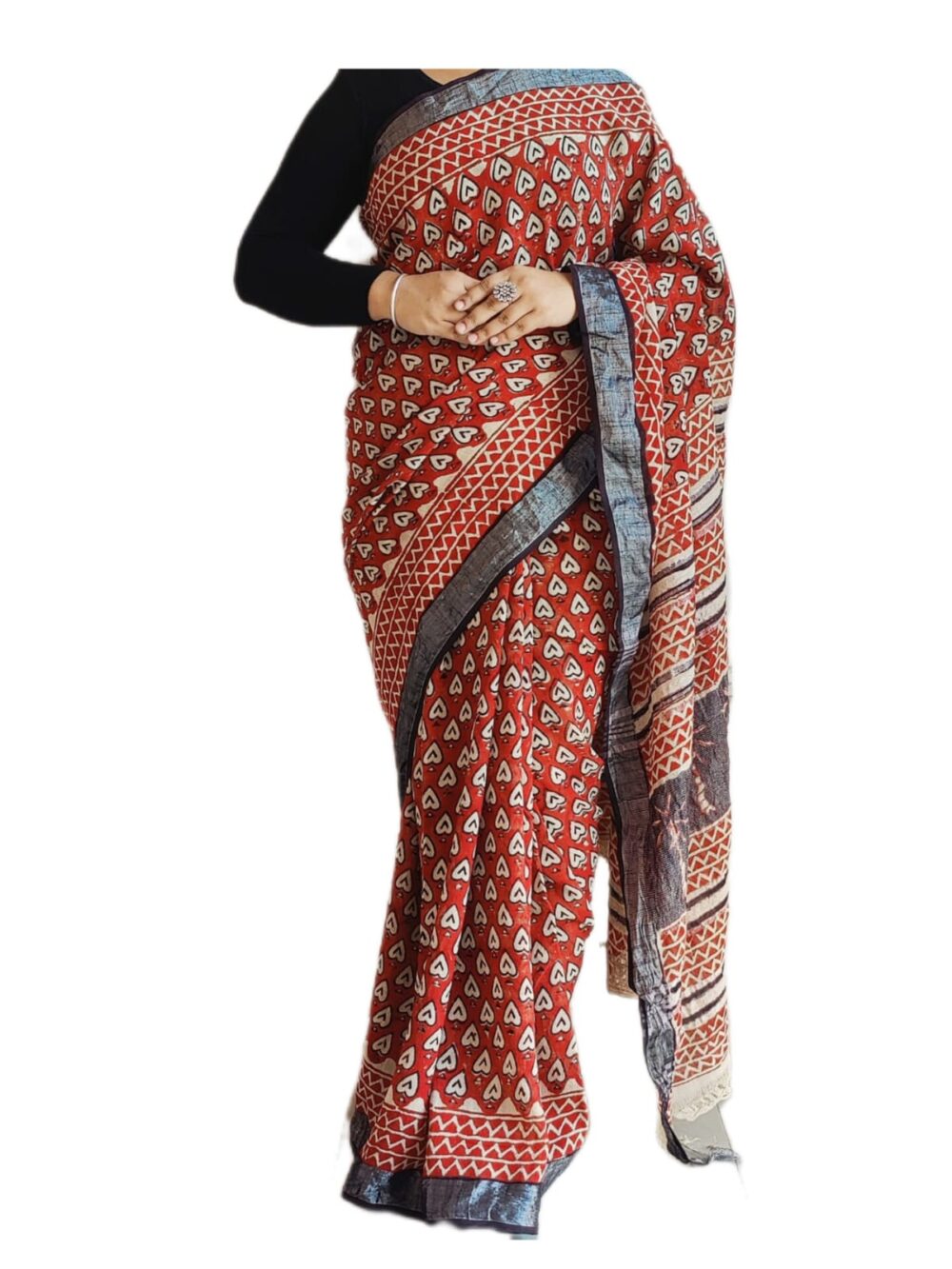 Red Heart Printed Saree