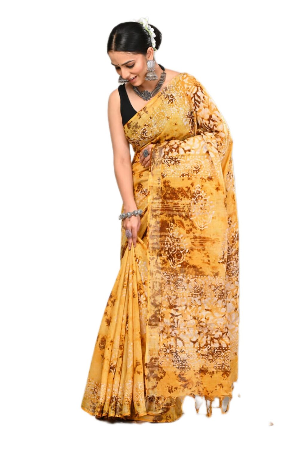 Yellow Handblock Saree